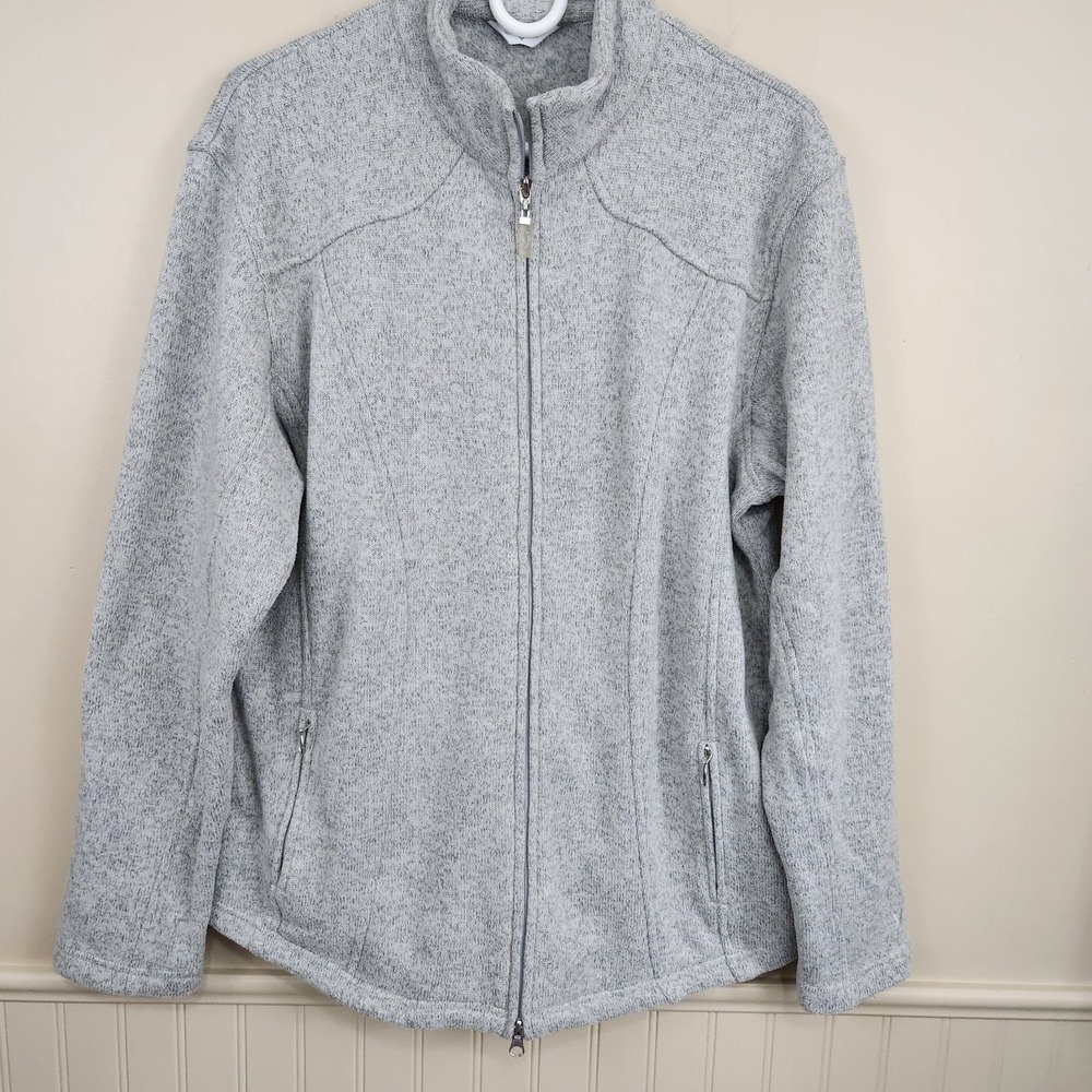 CALLAWAY Full Zip Golf Jacket Sweater Knit Fleece Lining Pockets Gray SZ XL